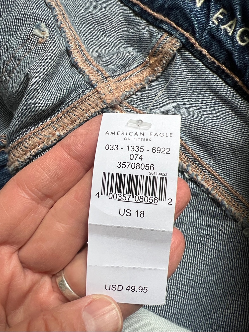 American Eagle high rise Tomgirl Jean shorts size 18 NWT - Picture 6 of 6